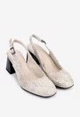 Pantofi dama bej din piele lacuita model snake