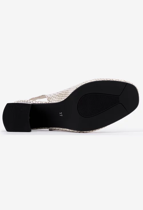 Pantofi dama bej din piele lacuita model snake