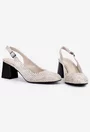 Pantofi dama bej din piele lacuita model snake