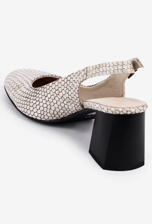 Pantofi dama bej din piele lacuita model snake