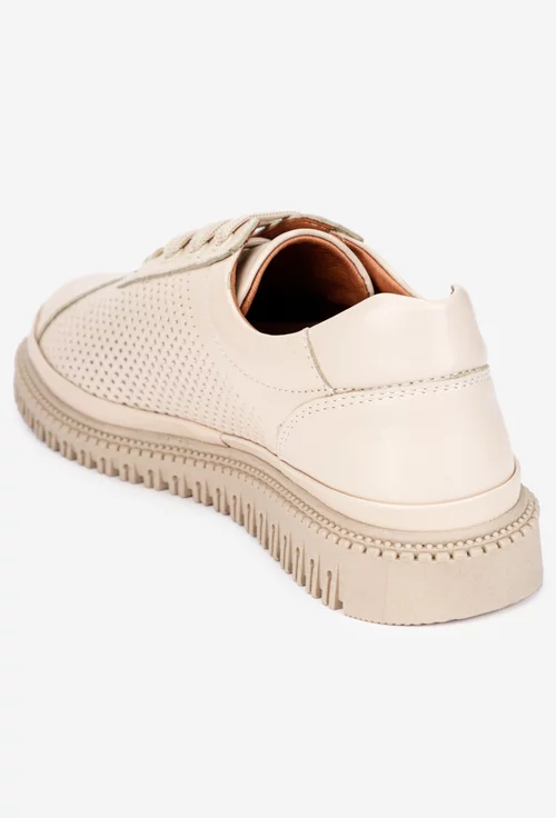 Pantofi dama bej din piele naturala