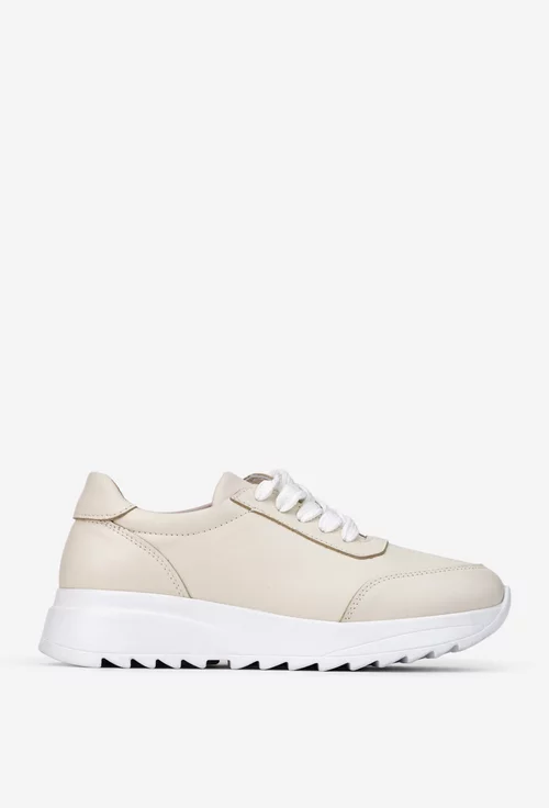 Pantofi dama bej din piele naturala