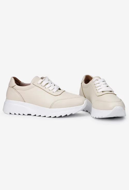 Pantofi dama bej din piele naturala