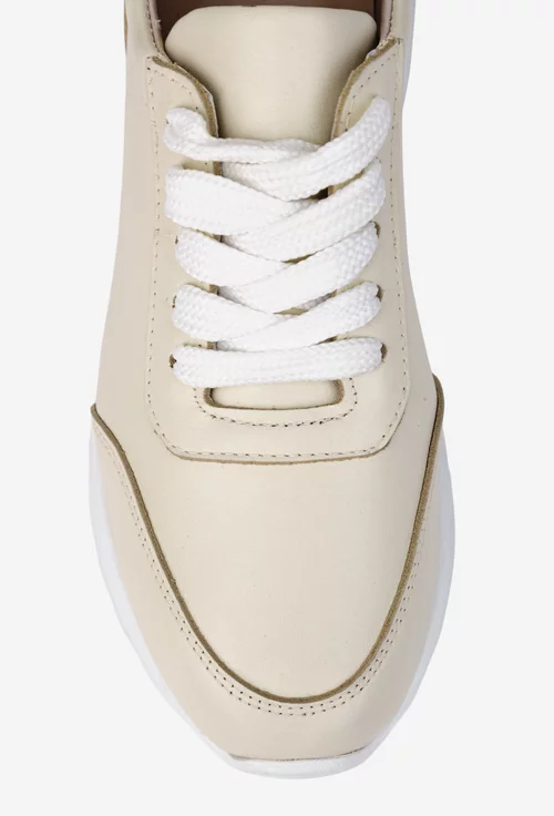 Pantofi dama bej din piele naturala