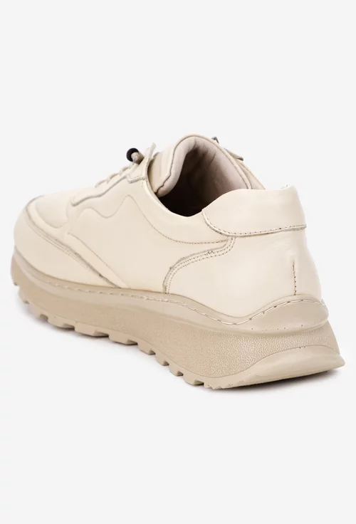 Pantofi dama bej din piele naturala