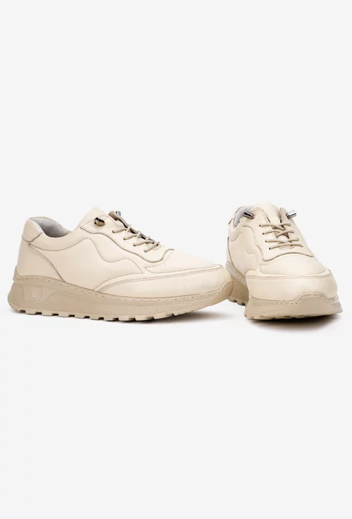 Pantofi dama bej din piele naturala