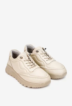 Pantofi dama bej din piele naturala