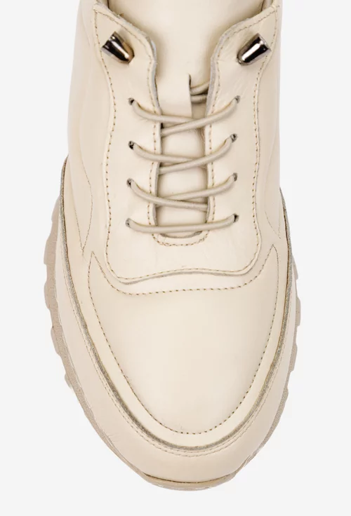 Pantofi dama bej din piele naturala