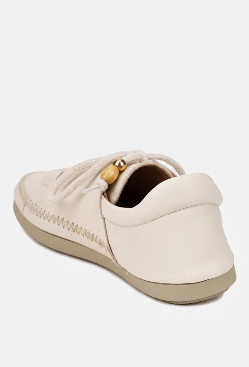Pantofi dama bej din piele naturala
