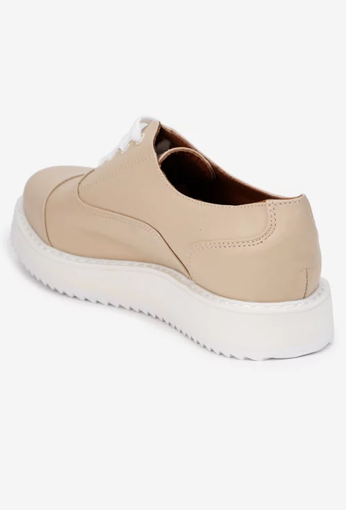 Pantofi dama bej din piele naturala