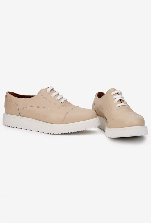 Pantofi dama bej din piele naturala