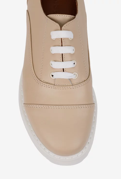 Pantofi dama bej din piele naturala