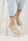 Pantofi dama bej din piele naturala