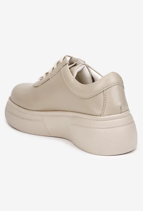 Pantofi dama bej din piele naturala