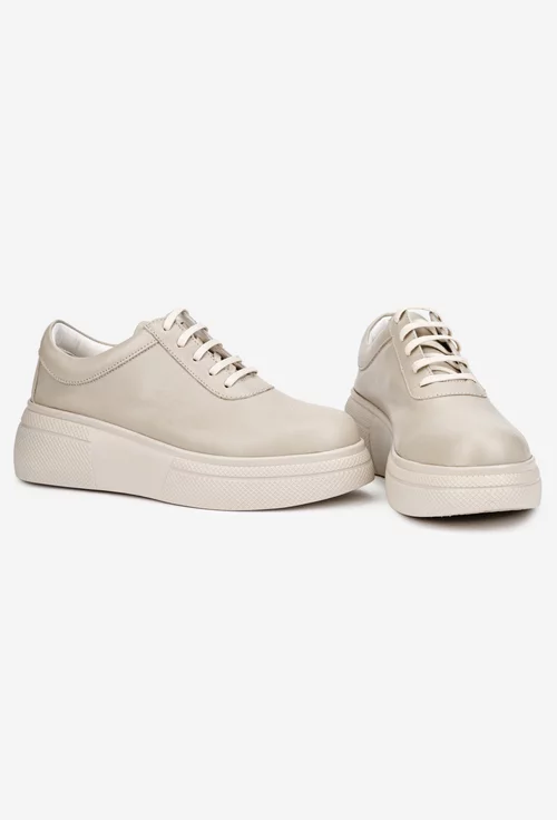 Pantofi dama bej din piele naturala