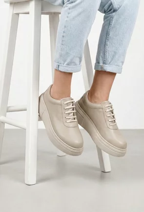 Pantofi dama bej din piele naturala