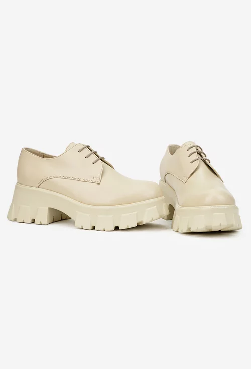 Pantofi dama bej din piele naturala