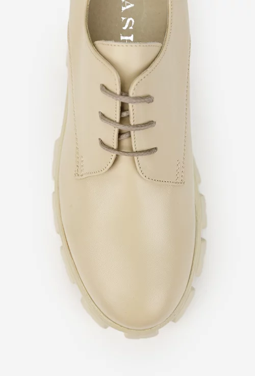 Pantofi dama bej din piele naturala