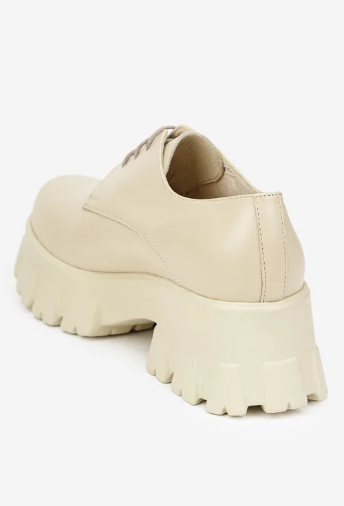 Pantofi dama bej din piele naturala