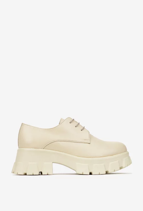 Pantofi dama bej din piele naturala