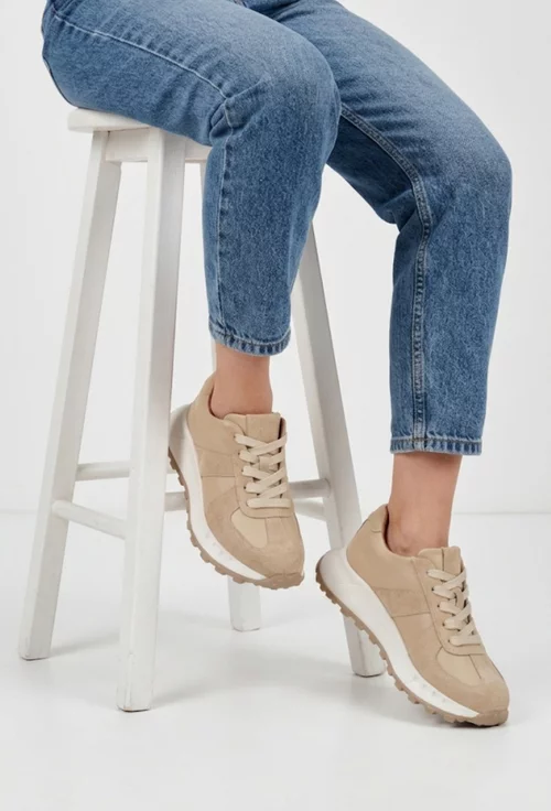 Pantofi dama bej din piele naturala