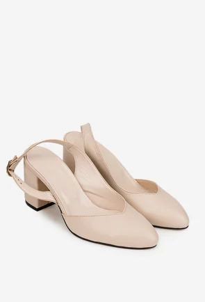 Pantofi dama bej din piele naturala