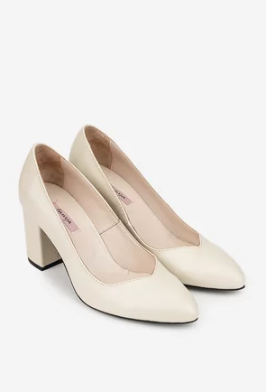 Pantofi dama bej din piele naturala
