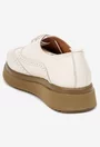 Pantofi dama bej din piele naturala cu aspect perforat