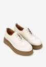 Pantofi dama bej din piele naturala cu aspect perforat