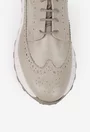 Pantofi dama bej din piele naturala cu aspect perforat