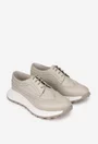 Pantofi dama bej din piele naturala cu aspect perforat