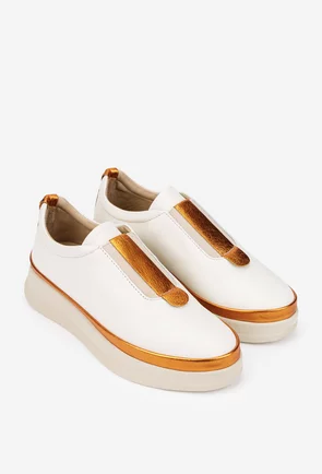 Pantofi dama bej din piele naturala cu elastic