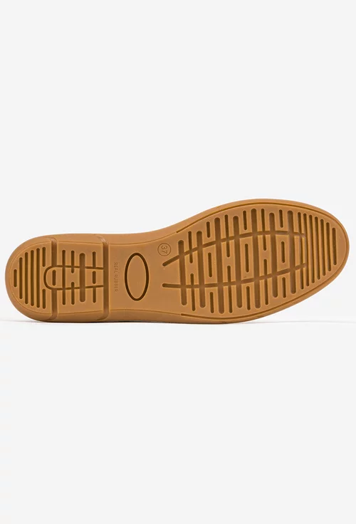 Pantofi dama bej din piele naturala cu elastic