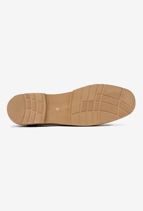 Pantofi dama bej din piele naturala cu ornament