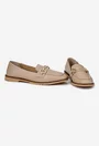 Pantofi dama bej din piele naturala cu ornament