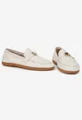 Pantofi dama bej din piele naturala cu ornament