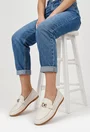 Pantofi dama bej din piele naturala cu ornament