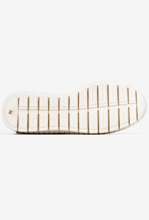 Pantofi dama bej din piele naturala cu siret elastic