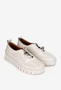 Pantofi dama bej din piele naturala cu siret elastic