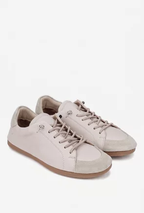 Pantofi dama bej din piele naturala cu siret elastic