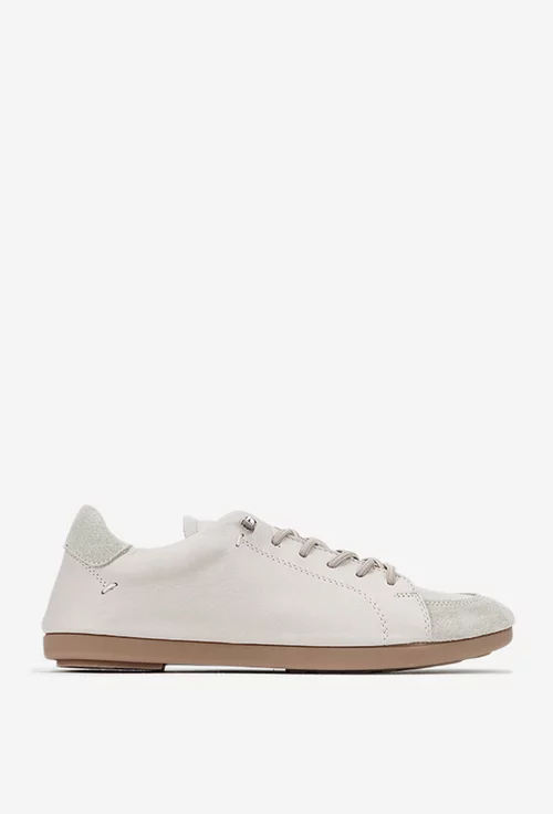 Pantofi dama bej din piele naturala cu siret elastic