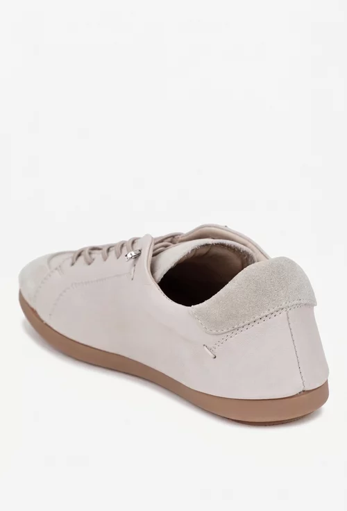 Pantofi dama bej din piele naturala cu siret elastic