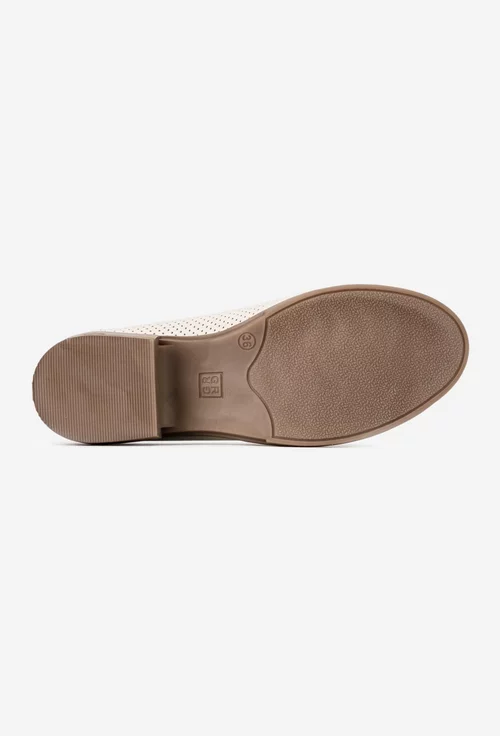 Pantofi dama bej din piele perforata