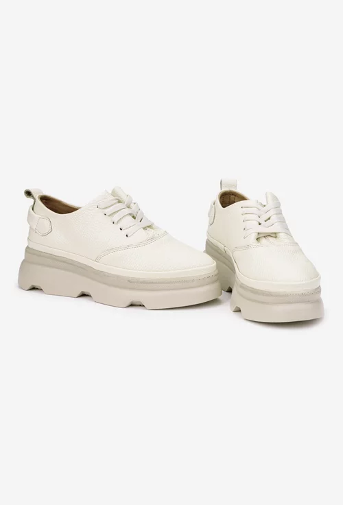 Pantofi dama bej din piele texturata