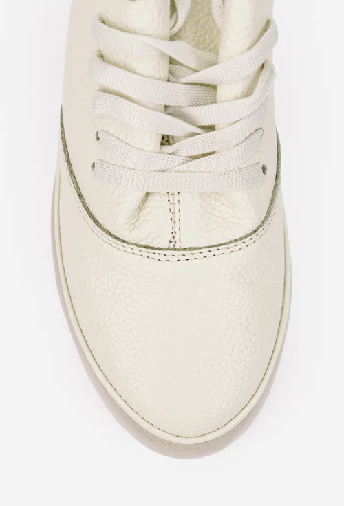 Pantofi dama bej din piele texturata