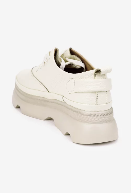 Pantofi dama bej din piele texturata