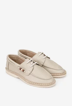Pantofi dama bej din piele texturata
