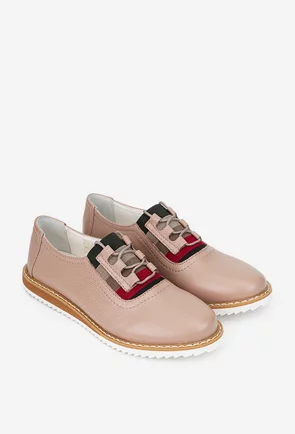 Pantofi dama bej din piele texturata