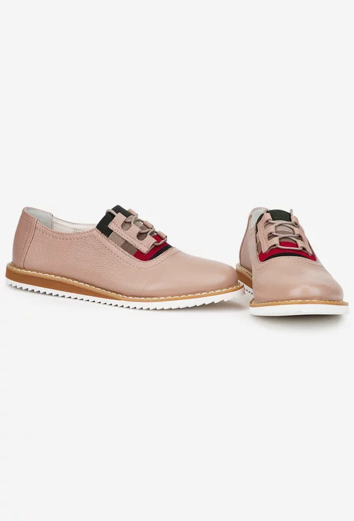 Pantofi dama bej din piele texturata