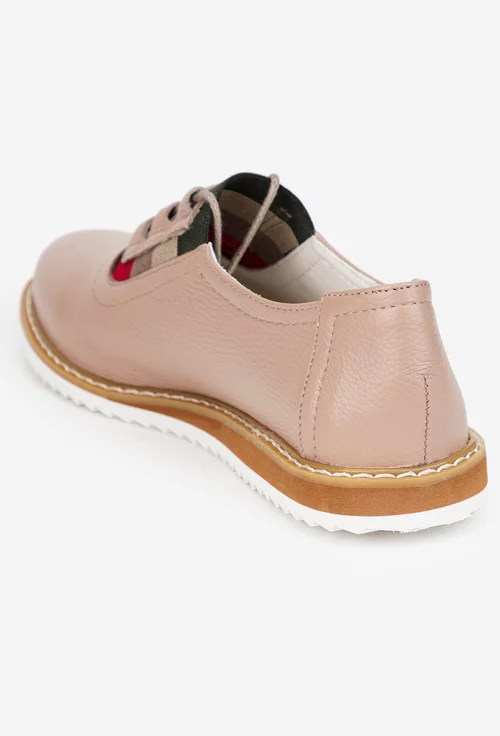 Pantofi dama bej din piele texturata
